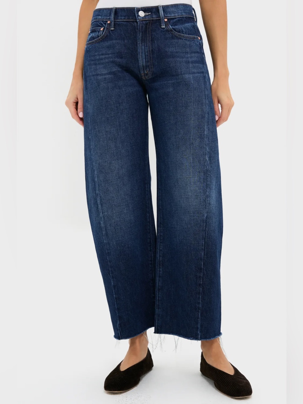 MOTHER The Mid Rise Full Pipe Flood Fray Jeans in Unplugged - Picture 1 of 9
